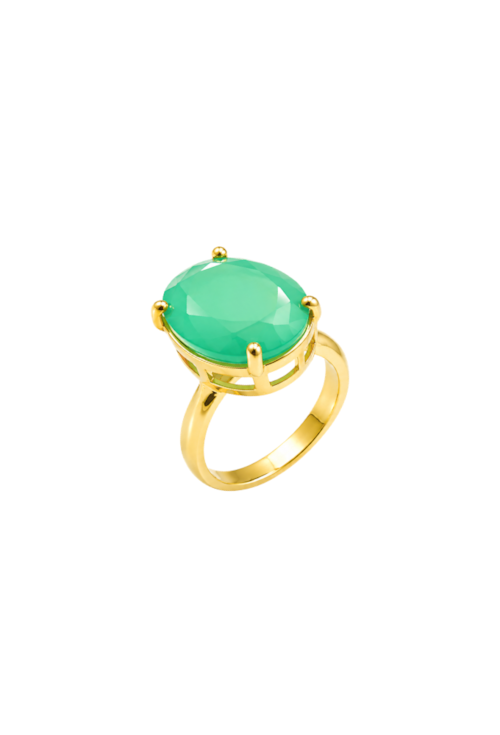 ANEL OVAL COM TURMALINA FUSION BANHADO A OURO AN667-O