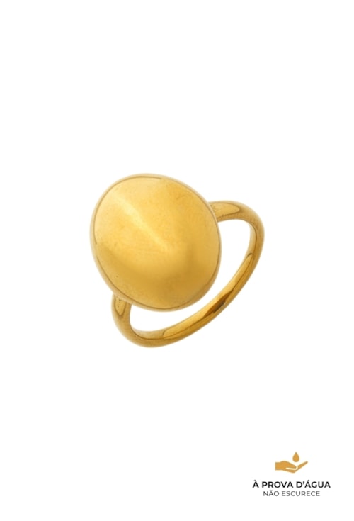 ANEL OVAL LISO AÇO INOX DOURADO AN603-AD