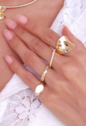 ANEL QUADRADO CRAVEJADO DOURADO COM ZIRCÔNIAS AN546-O