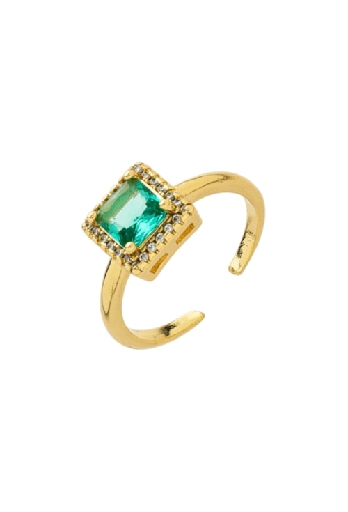 ANEL QUADRADO CRAVEJADO REGULÁVEL  PEDRA TURMALINA AN542-O ANEL QUADRADO CRAVEJADO REGULÁVEL  PEDRA TURMALINA AN542-O