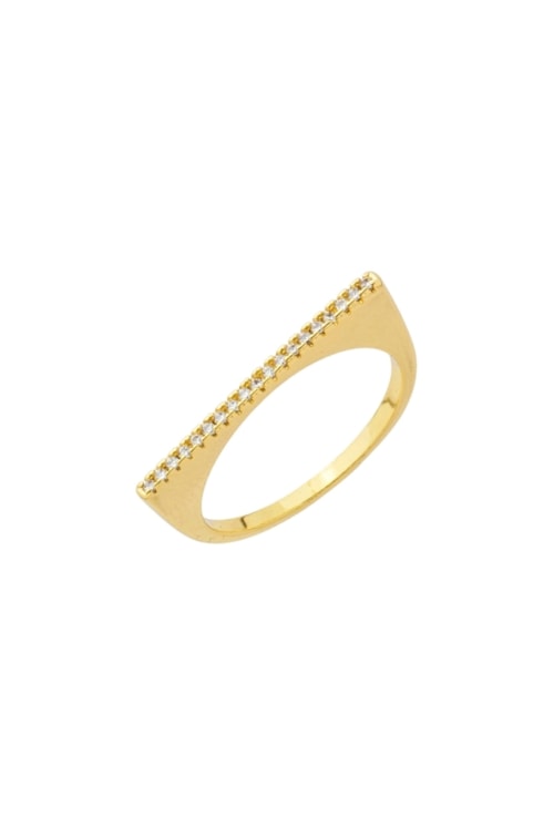 ANEL RETANGULAR CRAVEJADO OURO AN610-O