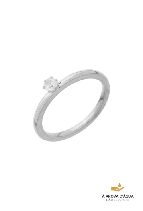 ANEL SOLITÁRIO COM PEDRA 3MM AÇO INOX AN594-A
