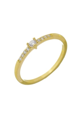 Produto ANEL SOLITÁRIO CRAVEJADO COM ZIRCÔNIA CRISTAL AN452-O