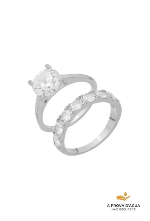 ANEL SOLITÁRIO CRAVEJADO DUPLO AÇO INOX AN601-A