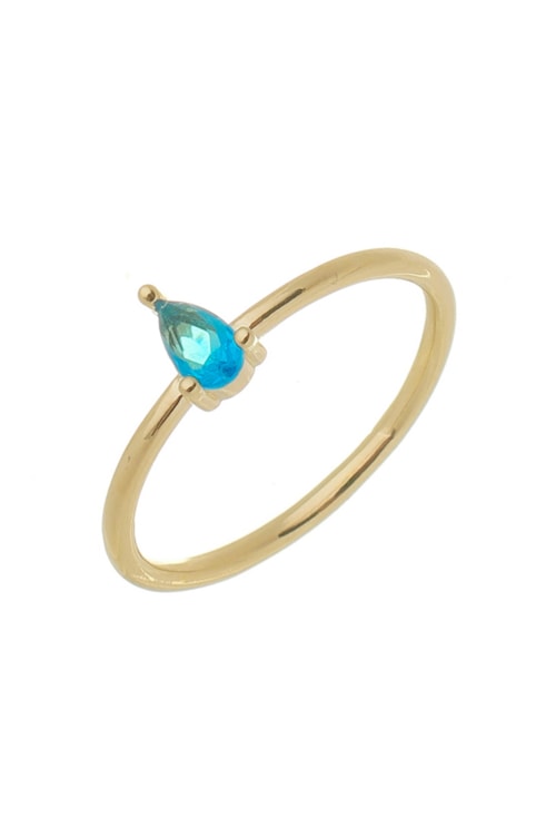ANEL SOLITÁRIO SLIM COM GOTA AZUL TOPÁZIO AN205-O