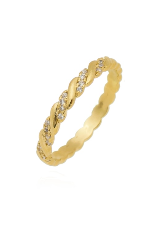 ANEL TORCIDO COM ZIRCÔNIAS CRISTAL AN074-O