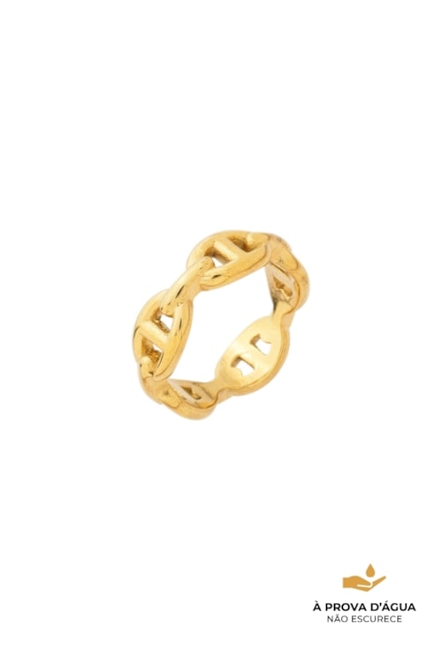 ANEL TORCIDO TRABALHADO EM AÇO INOX DOURADO AN575-AD