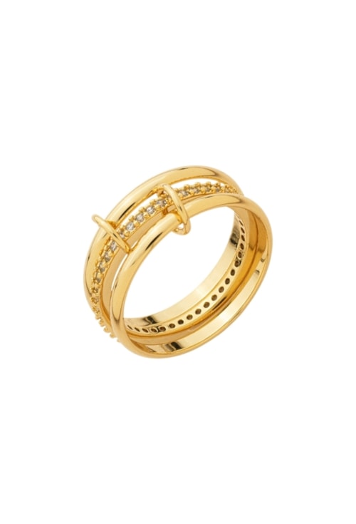 ANEL TRIPLO APARADOR CRAVEJADO FINO DOURADO AN598-O