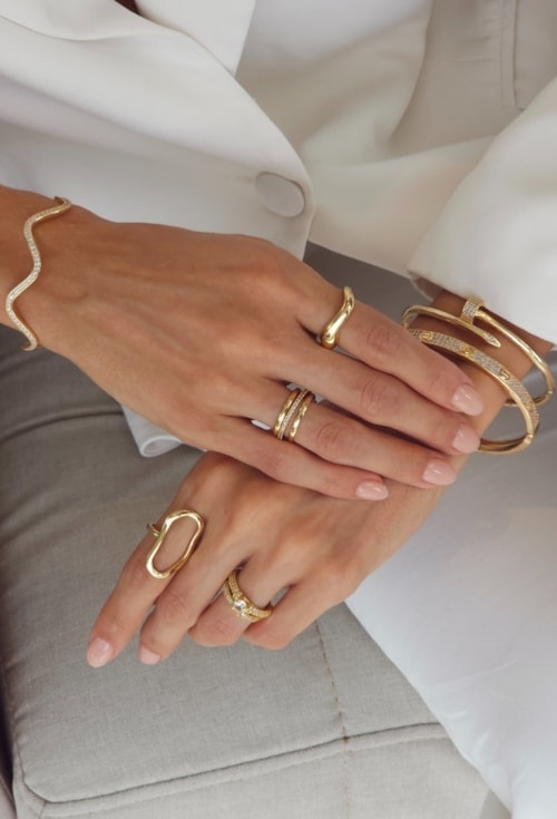 ANEL TRIPLO APARADOR CRAVEJADO FINO DOURADO AN598-O