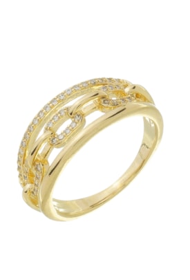 Produto ANEL TRIPLO COM ELOS CRAVEJADOS NO OURO AN435-O