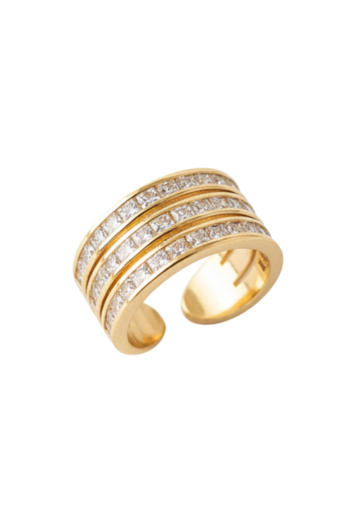 ANEL TRIPLO COM ZIRCÔNIAS CRAVEJADAS EM FILEIRAS AN564-O