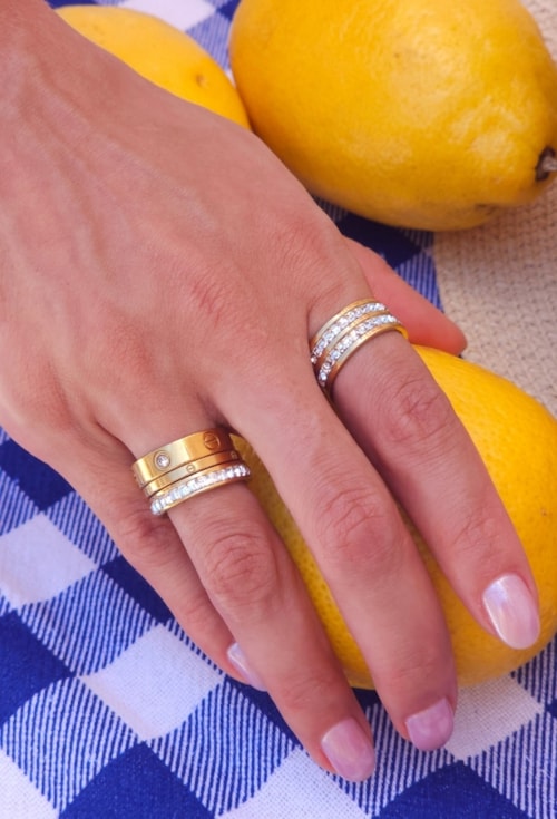 ANEL TRIPLO CRAVEJADO DOURADO AN590-AD