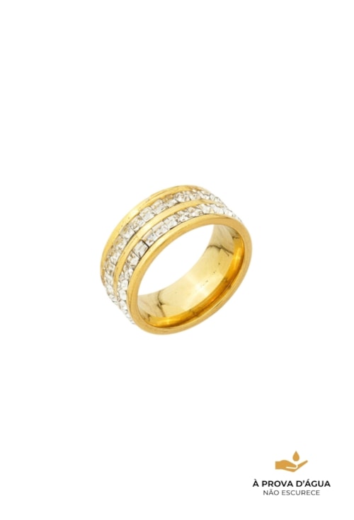 ANEL TRIPLO CRAVEJADO DOURADO AN590-AD