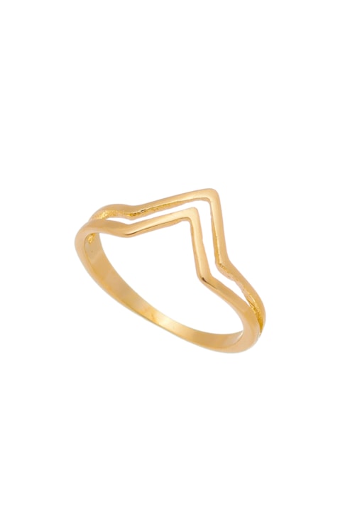 ANEL "V" DUPLO NO OURO AN026-O