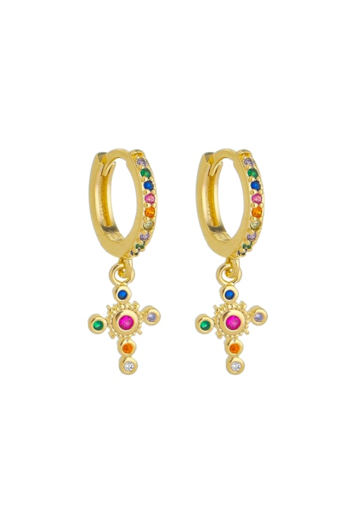 ARGOLINHA COM CRUZ COLORIDA CRAVEJADO BM1109-O ARGOLINHA COM CRUZ COLORIDA CRAVEJADO BM1109-O