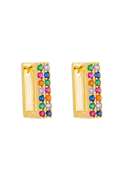 ARGOLINHA QUADRADA COM ZIRCÔNIAS COLORIDAS BM1215-O ARGOLINHA QUADRADA COM ZIRCÔNIAS COLORIDAS BM1215-O