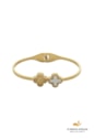BRACELETE AJUSTÁVEL TREVO PEROLADO INOX DOURADO PM459-AD
