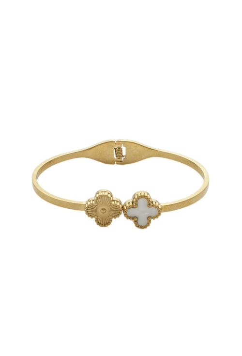 BRACELETE AJUSTÁVEL TREVO PEROLADO INOX DOURADO PM459-O BRACELETE AJUSTÁVEL TREVO PEROLADO INOX DOURADO PM459-O