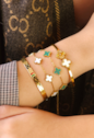 BRACELETE AJUSTÁVEL TREVO PEROLADO INOX DOURADO PM459-O