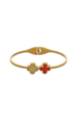 BRACELETE AJUSTÁVEL TREVO VERMELHO INOX DOURADO PM459-O