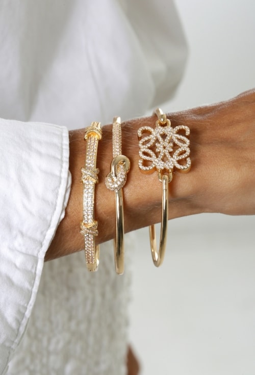 BRACELETE ARO NÓ CRAVEJADO NO OURO PM576-O