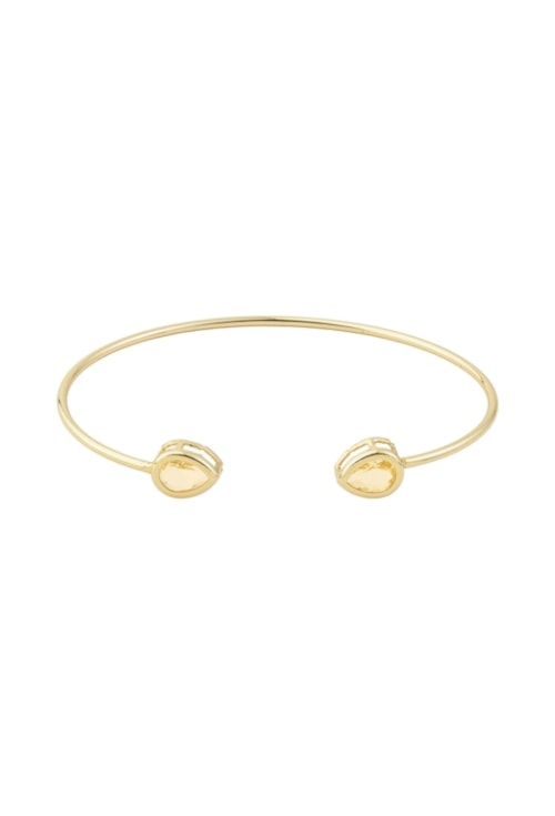 BRACELETE ARO REDONDO COM PEDRA CITRINO BANHADO A OURO PM619-O