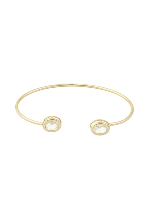 BRACELETE ARO REDONDO COM PEDRA OVAL CRISTAL BANHADO A OURO PM620-O