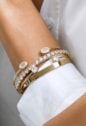BRACELETE ARO REDONDO COM PEDRA OVAL CRISTAL BANHADO A OURO PM620-O