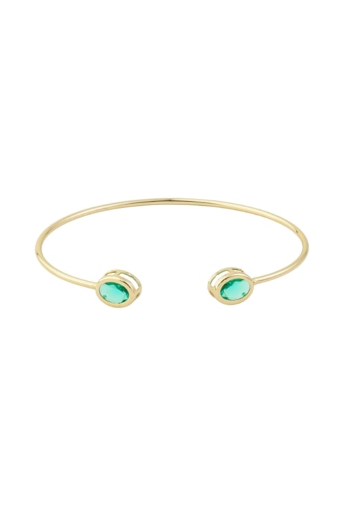 BRACELETE ARO REDONDO COM PEDRA OVAL TURMALINA BANHADO A OURO PM620-O