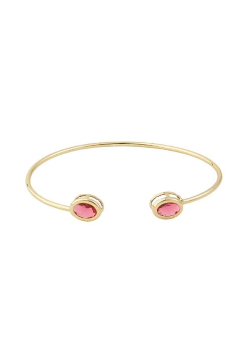 BRACELETE ARO REDONDO COM PEDRA RUBELITA BANHADO A OURO PM620-O