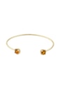 BRACELETE ARO REDONDO COM PEDRA TOPÁZIO MARROM BANHADO A OURO PM618-O