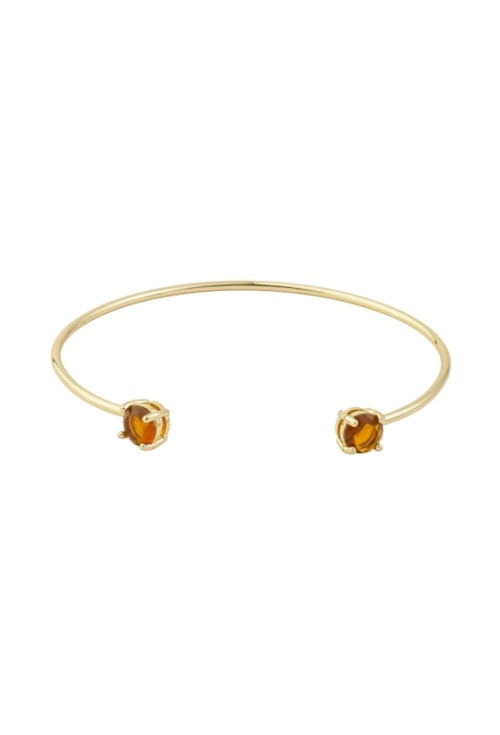 BRACELETE ARO REDONDO COM PEDRA TOPÁZIO MARROM BANHADO A OURO PM618-O