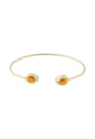 BRACELETE ARO REDONDO COM PEDRA TOPÁZIO MARROM BANHADO A OURO PM620-O