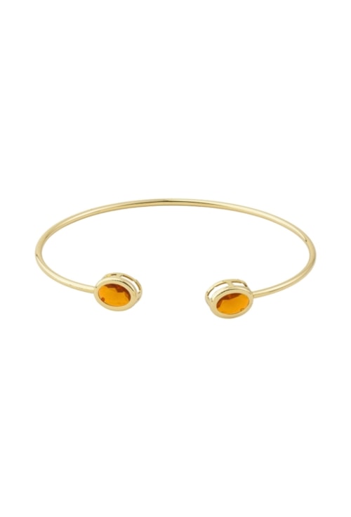 BRACELETE ARO REDONDO COM PEDRA TOPÁZIO MARROM BANHADO A OURO PM620-O