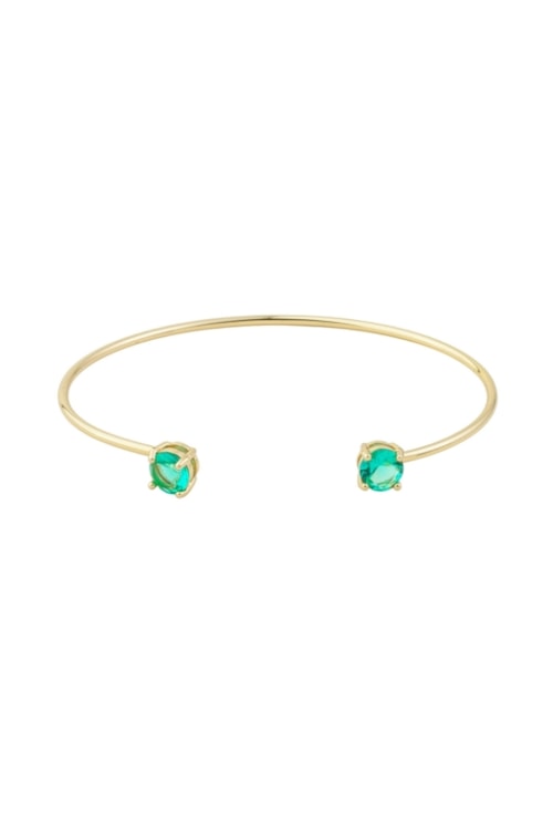 BRACELETE ARO REDONDO COM PEDRA TURMALINA BANHADO A OURO PM618-O