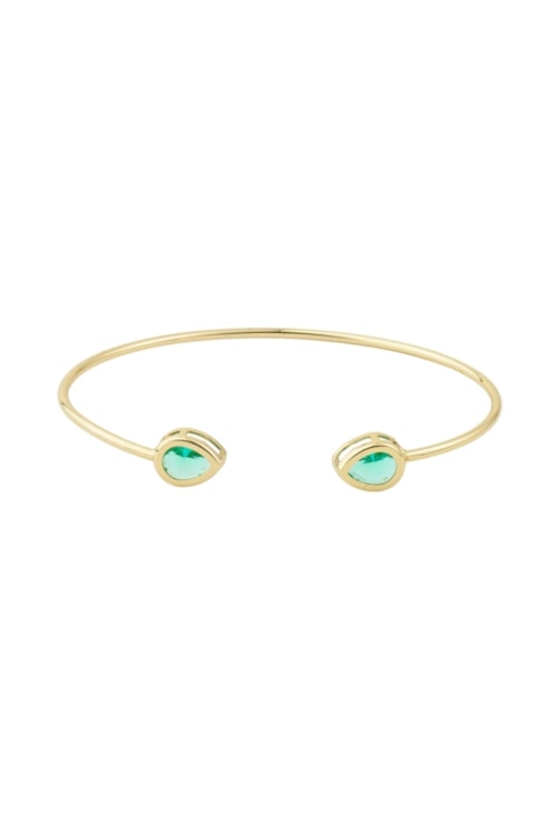 BRACELETE ARO REDONDO COM PEDRA TURMALINA BANHADO A OURO PM619-O