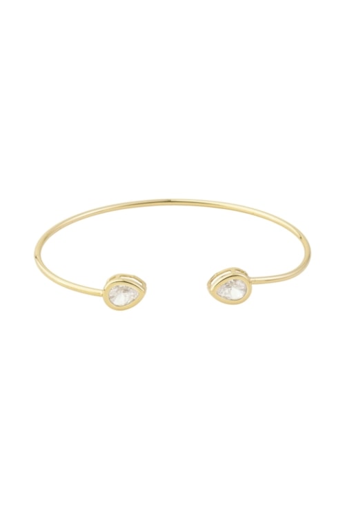 BRACELETE ARO REDONDO COM ZIRCÔNIA GOTA CRISTAL BANHADO A OURO PM619-O