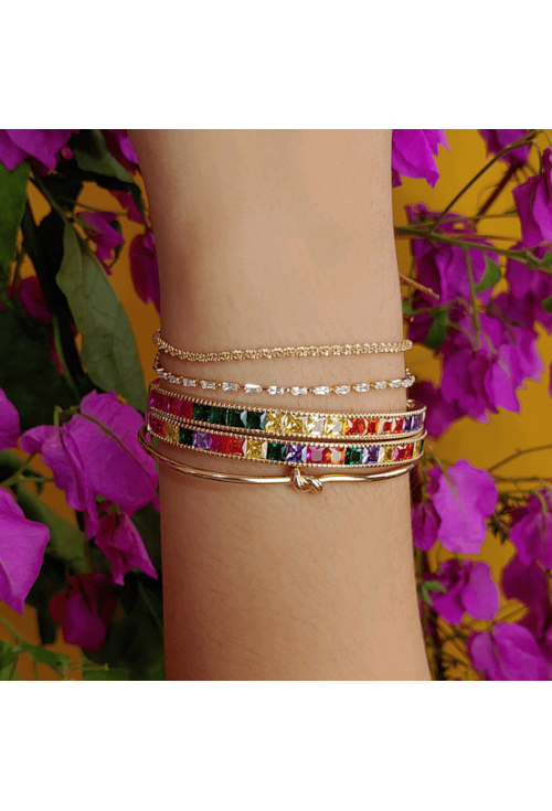BRACELETE CARRÉ ZIRCÔNIA RAINBOW PM102-O
