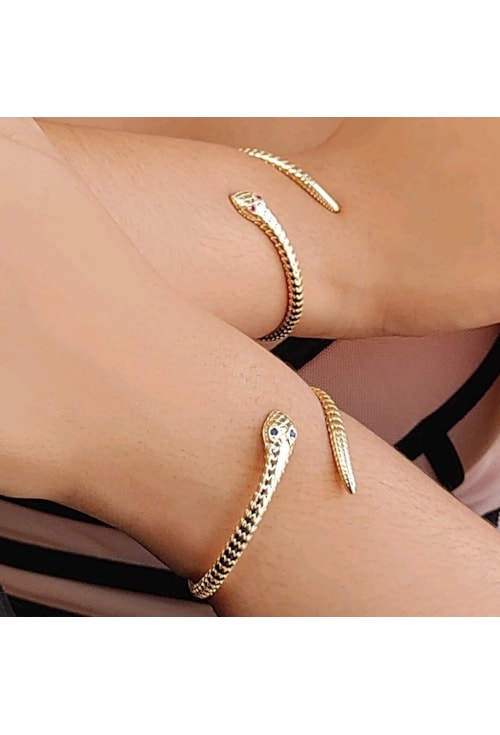 BRACELETE COBRA COM SAFIRA PM132-O BRACELETE COBRA COM SAFIRA PM132-O