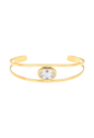 BRACELETE COM PEDRA OVAL CRISTAL BANHADO A OURO PM647-O