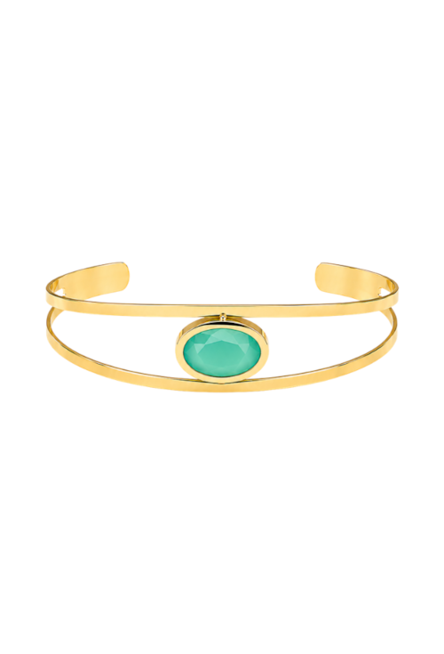 BRACELETE COM PEDRA OVAL TURMALINA FUSION BANHADO A OURO PM647-O