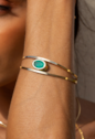 BRACELETE COM PEDRA OVAL TURMALINA FUSION BANHADO A OURO PM647-O