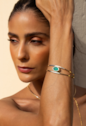 BRACELETE COM PEDRA OVAL TURMALINA FUSION BANHADO A OURO PM647-O
