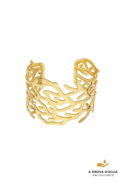 BRACELETE CORAL VAZADO EM AÇO INOX DOURADO PM503-AD