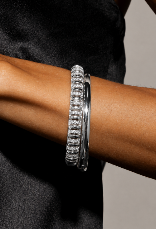BRACELETE CRAVEJADO BANHADO A RÓDIO PM646-R