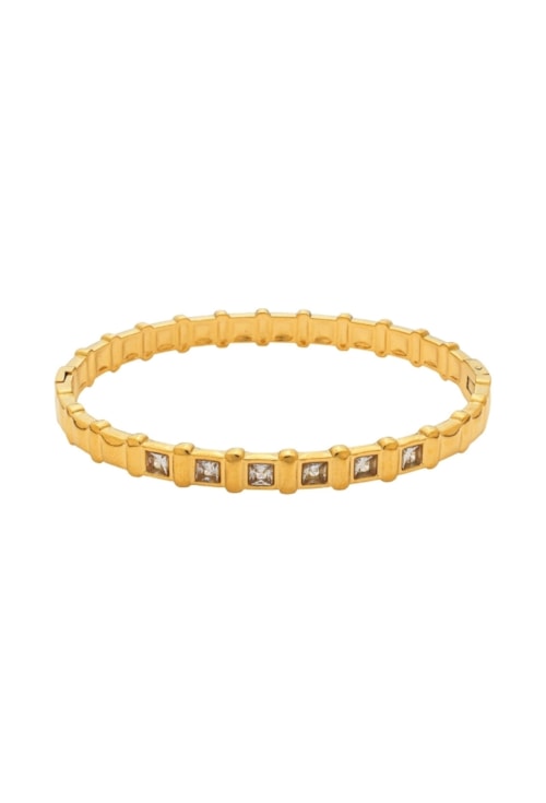 BRACELETE CRAVEJADO CARRÉ AÇO INOX DOURADO PM574-AD