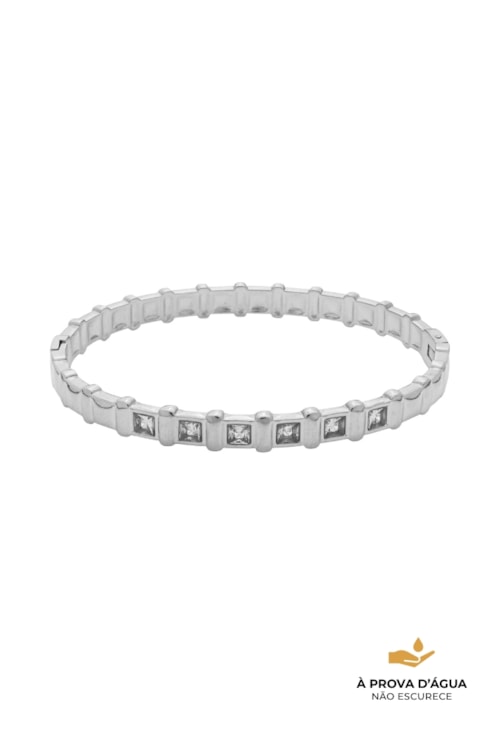BRACELETE CRAVEJADO CARRÉ AÇO INOX POLIDO PM574-A