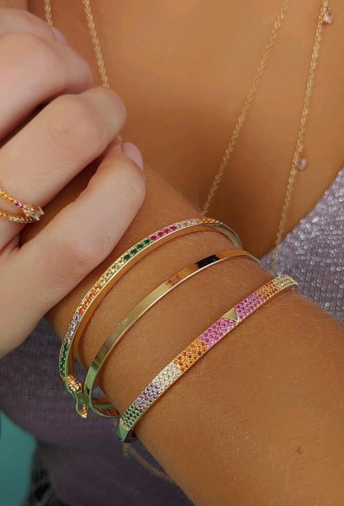 BRACELETE CRAVEJADO COLORIDO PM159-O