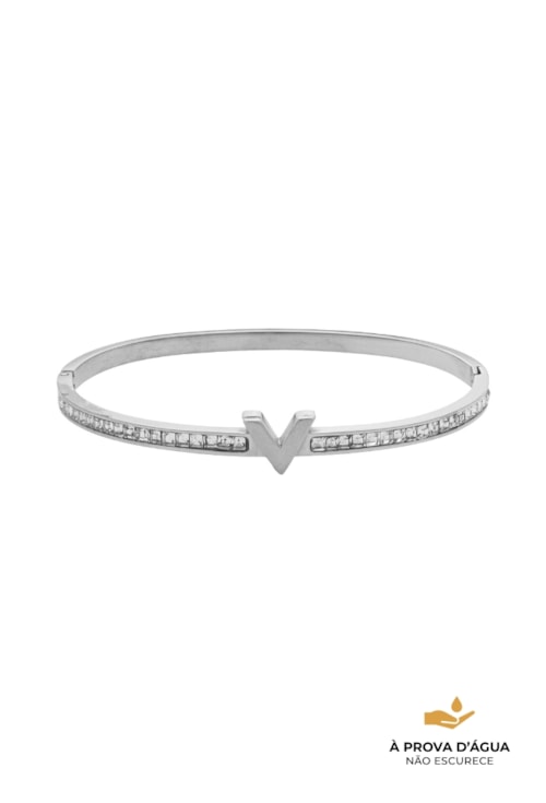 BRACELETE CRAVEJADO COM DETALHE EM “V” AÇO INOX PM578-A