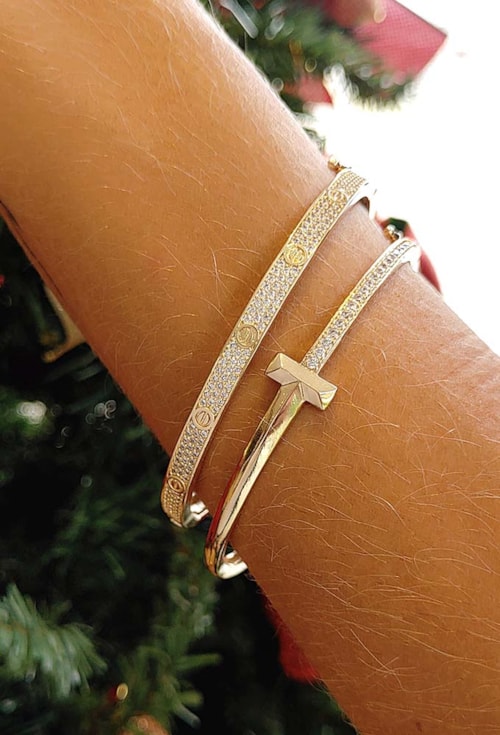 BRACELETE CRAVEJADO CRISTAL COM FECHO LATERAL PM181-O